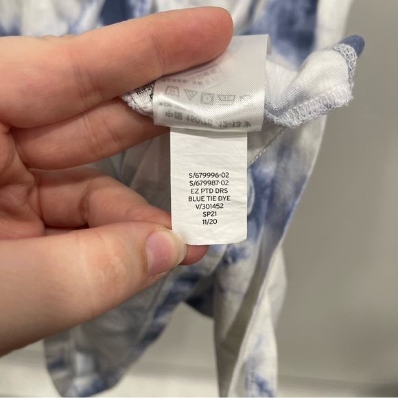 Gap Kids Tie Dye Sleeveless Dress Drawstring Waist Size XL Blue White - Picture 9 of 9